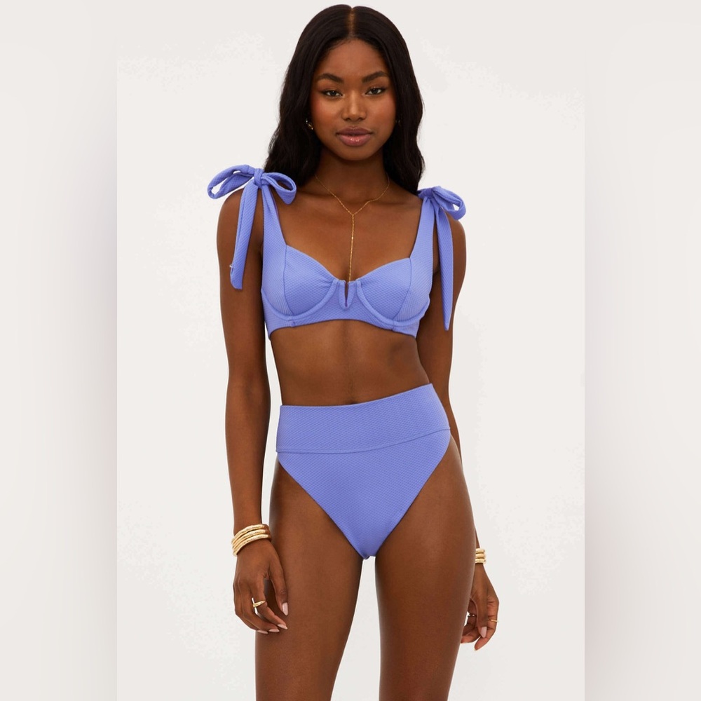 Beach Riot Lavender Tie-Shoulder High-Waist Bikini